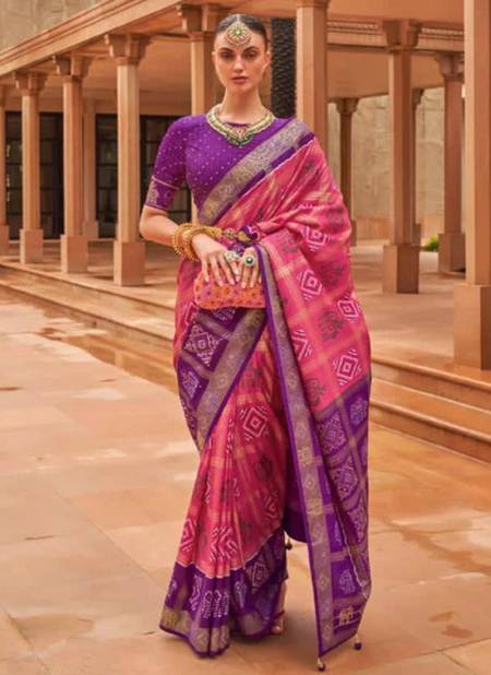 Purple And Rani Colour Rewaa Muhurat New Latest Designer Ethnic Wear Pure Dola Silk Saree Collection 620